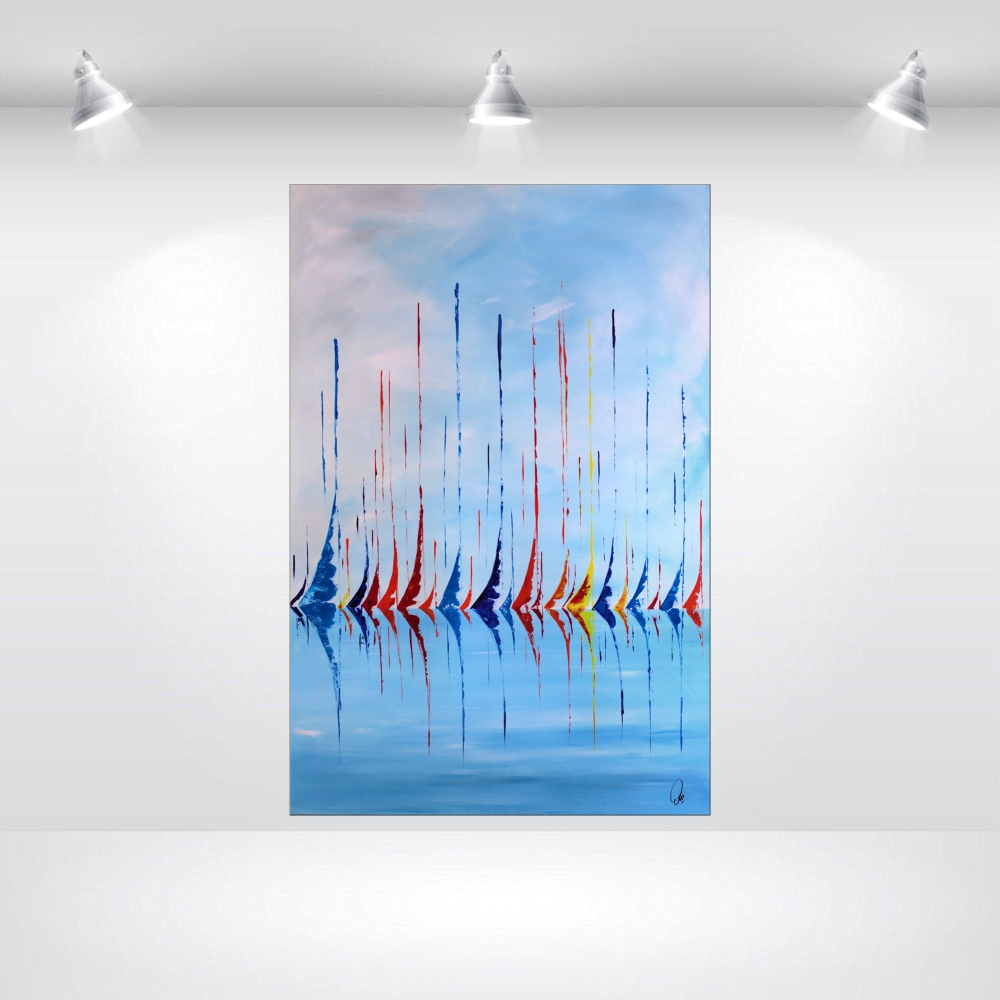  Regatta - Abstract- Sailboat Painting- Acrylic Canvas Wall Art