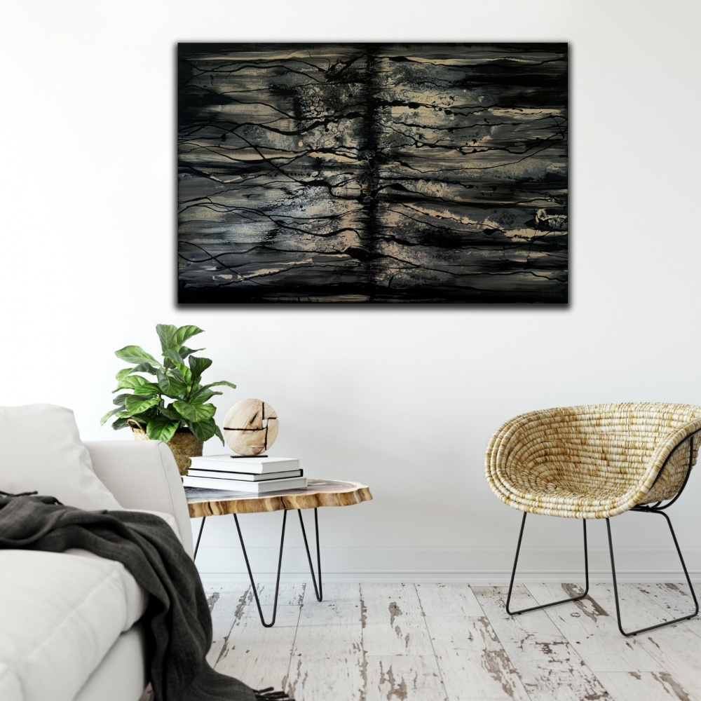 Urban Black and Gold Distressed Abstract