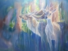 Divine Monarchs is a large semi-abstract wildlife painting of two deer