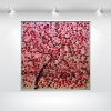 Blooming tree - red cherry blossoms on canvas