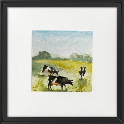 Cows in the Meadow framed