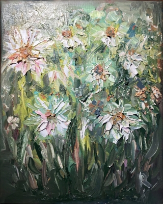 Daisies oil painting 