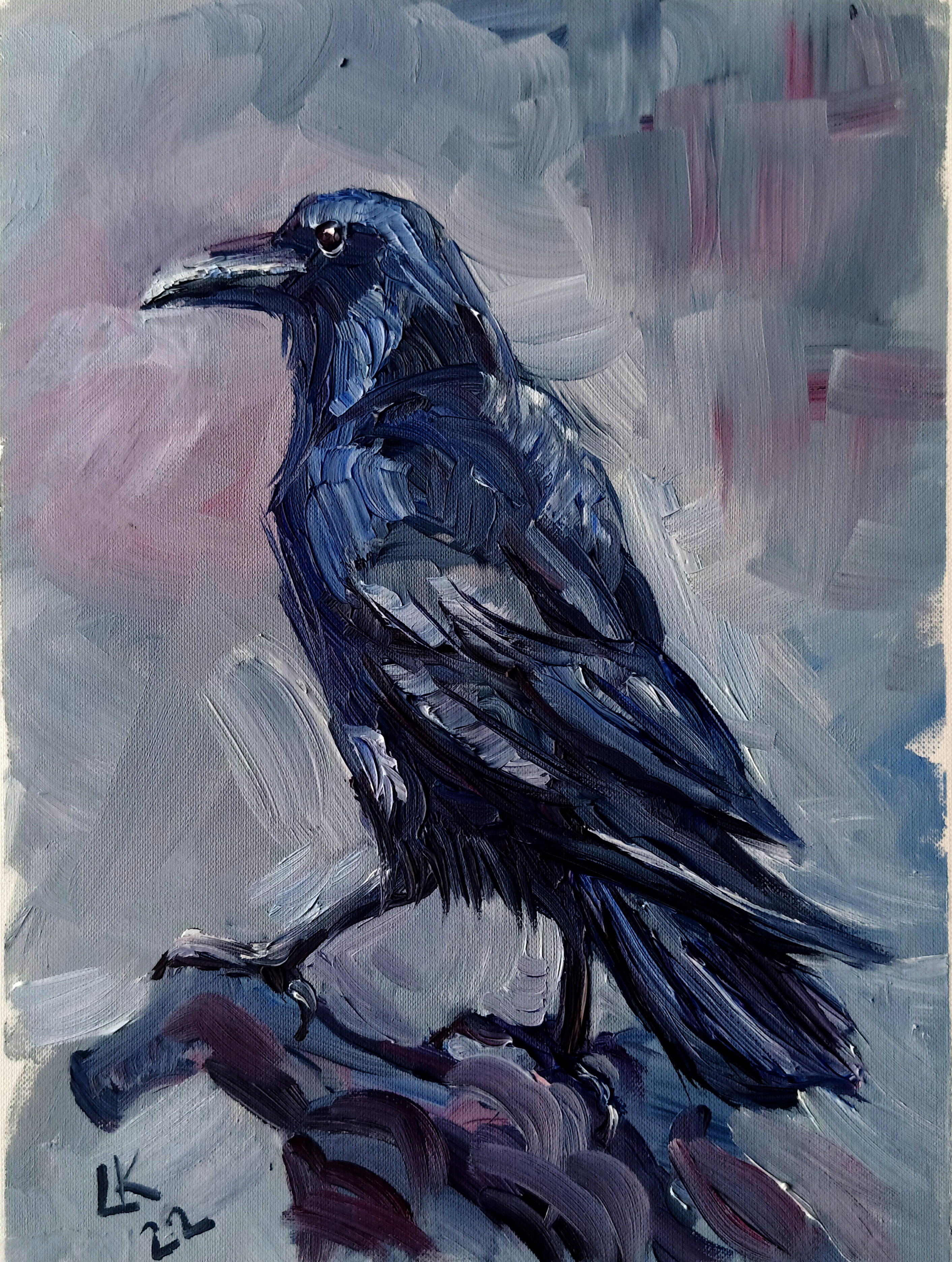 crow oil painting