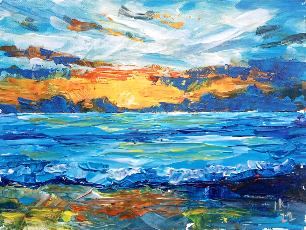 Abstract seascape with sunset