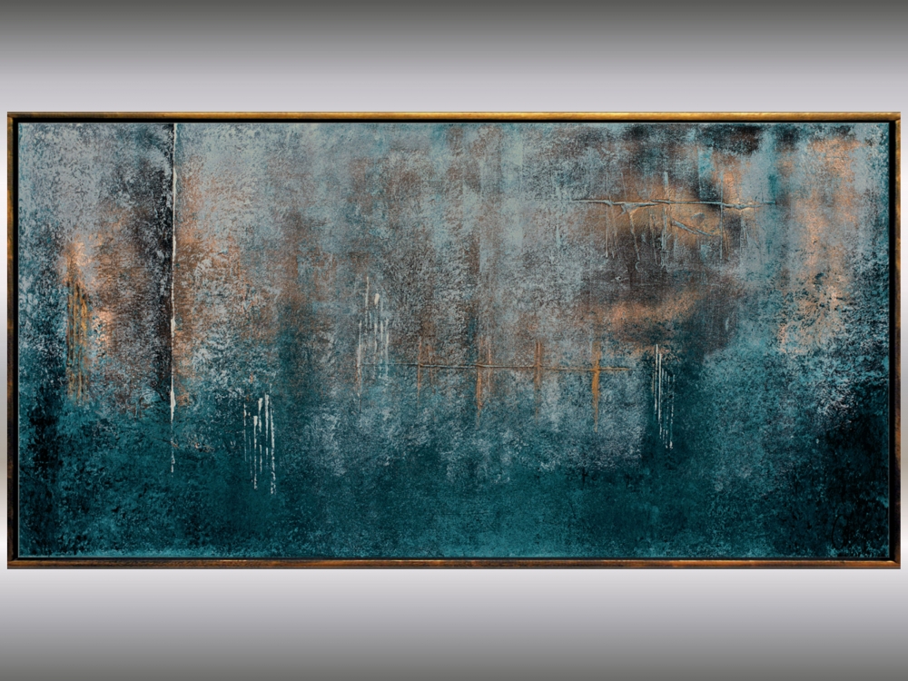 Blue Strato- abstract art in frame