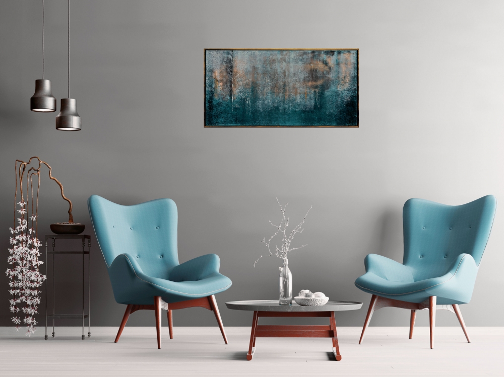 Blue Strato- abstract art in frame