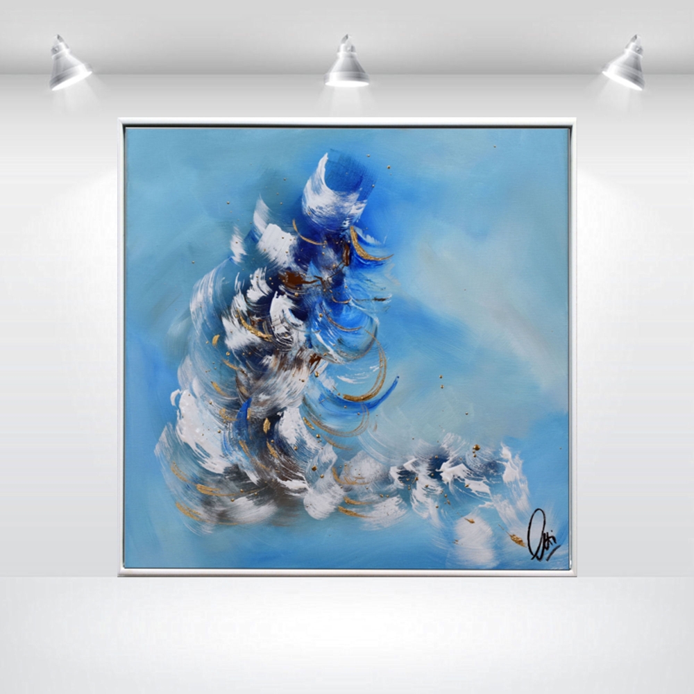  Sky - blue golden abstract art