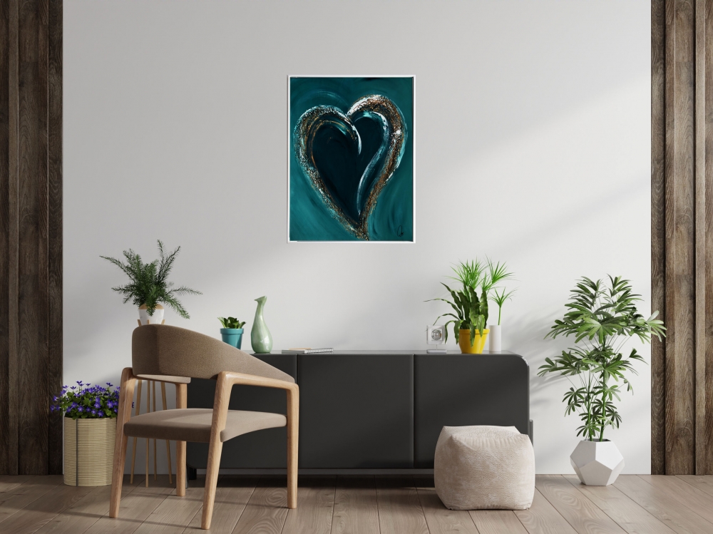 Heart of Gold - abstract painting heart