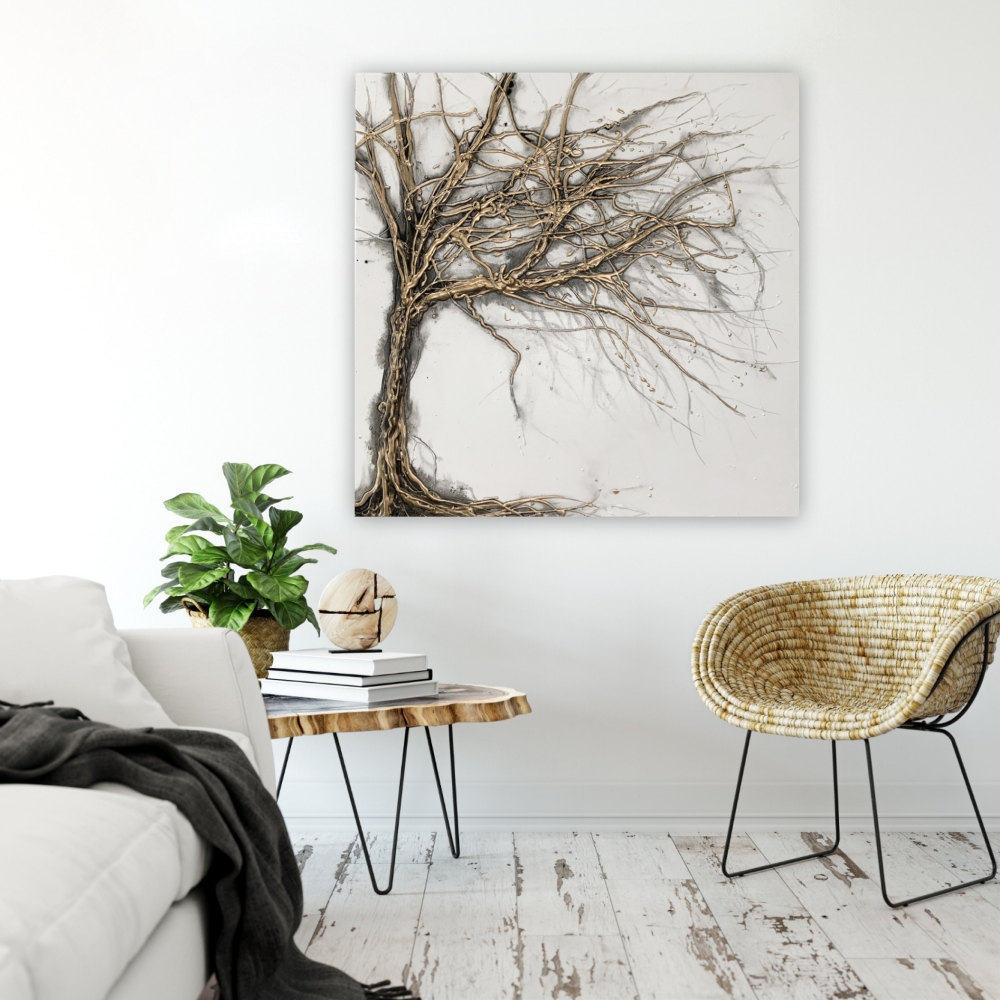 Gold Grey Metallic Wishing Tree I