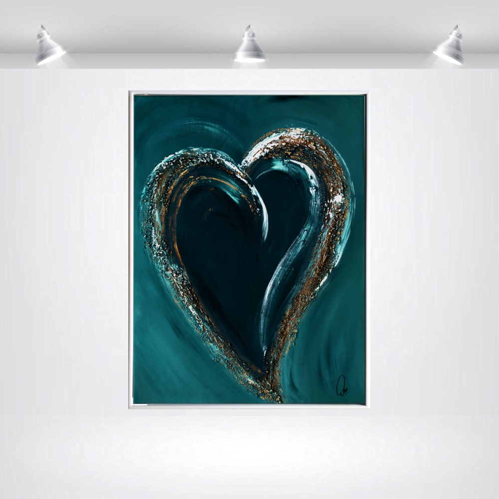 Heart of Gold - abstract painting heart