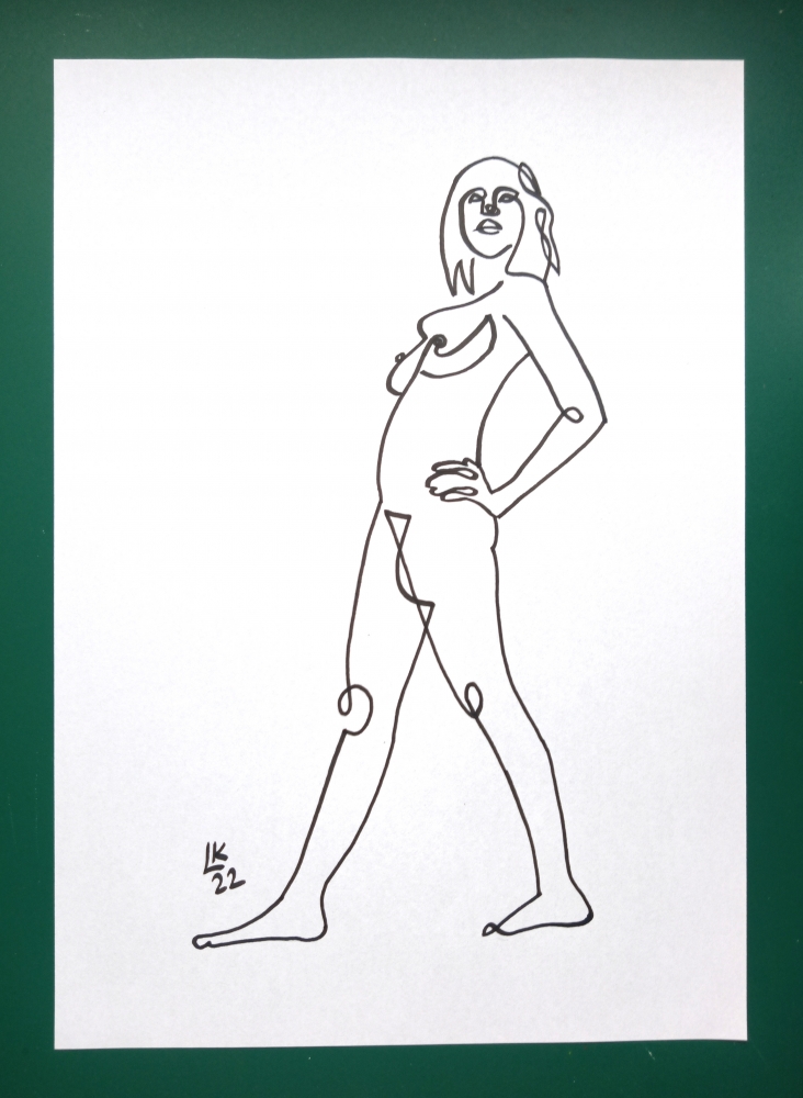 One line drawing of woman #6