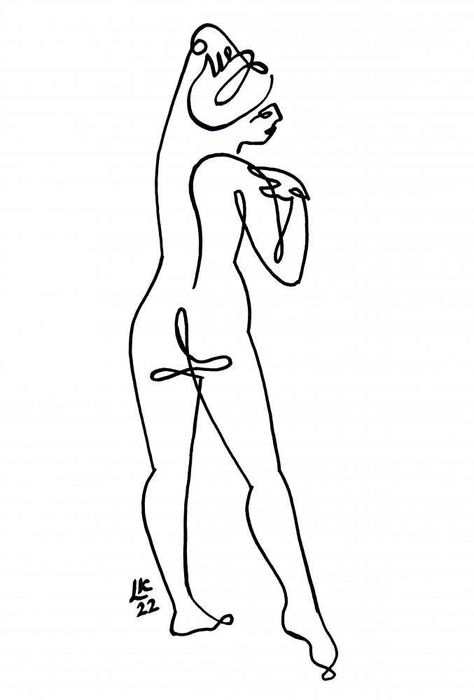 One line drawing of woman #7