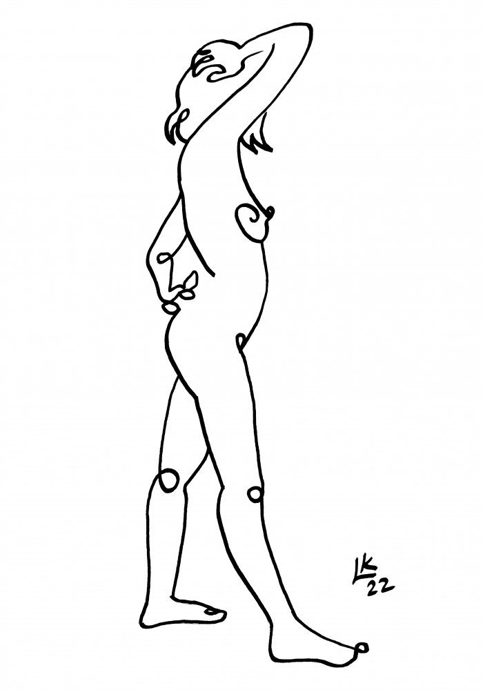 One line drawing of woman #8