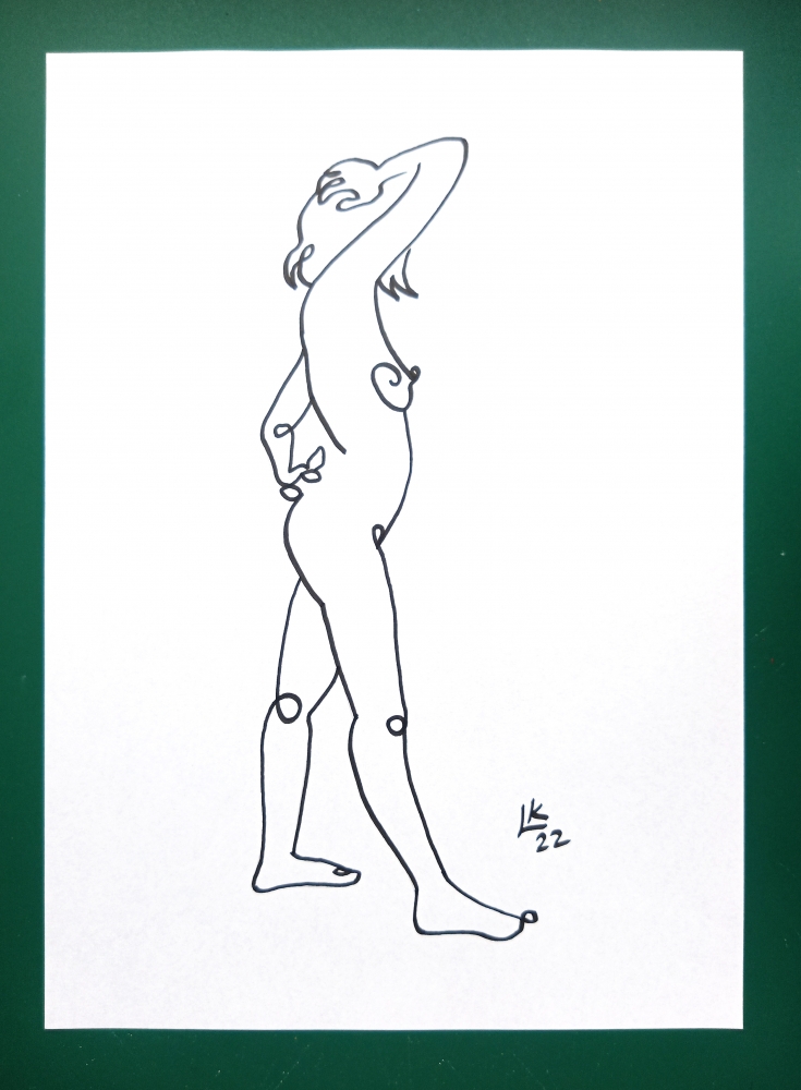 One line drawing of woman #8