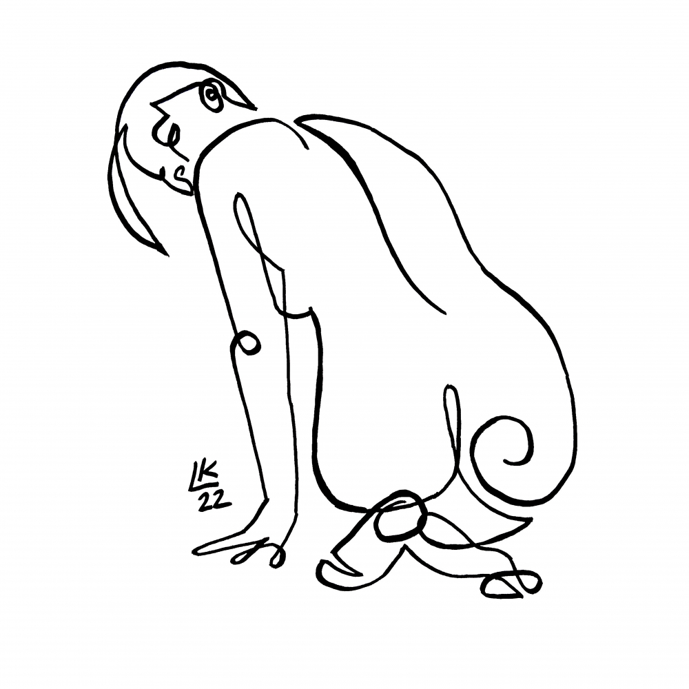 One line drawing of woman #9