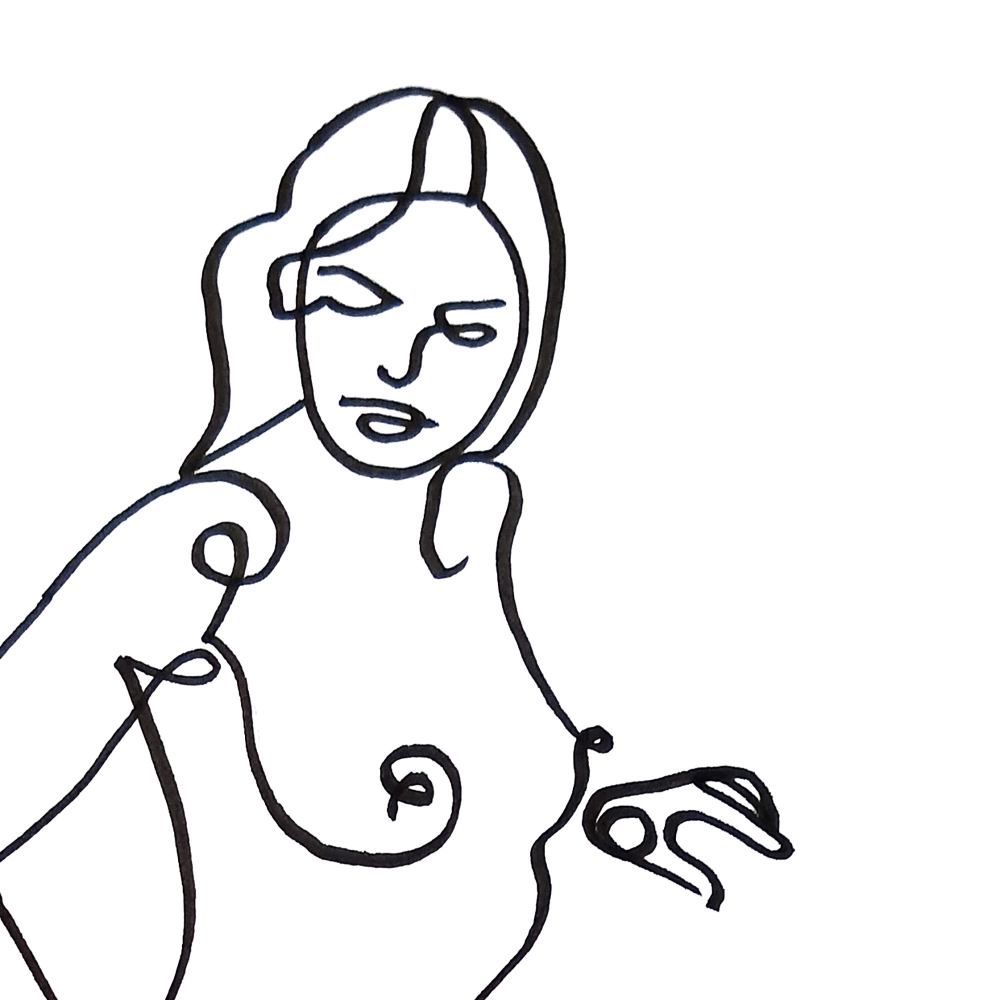 One line drawing of woman #10