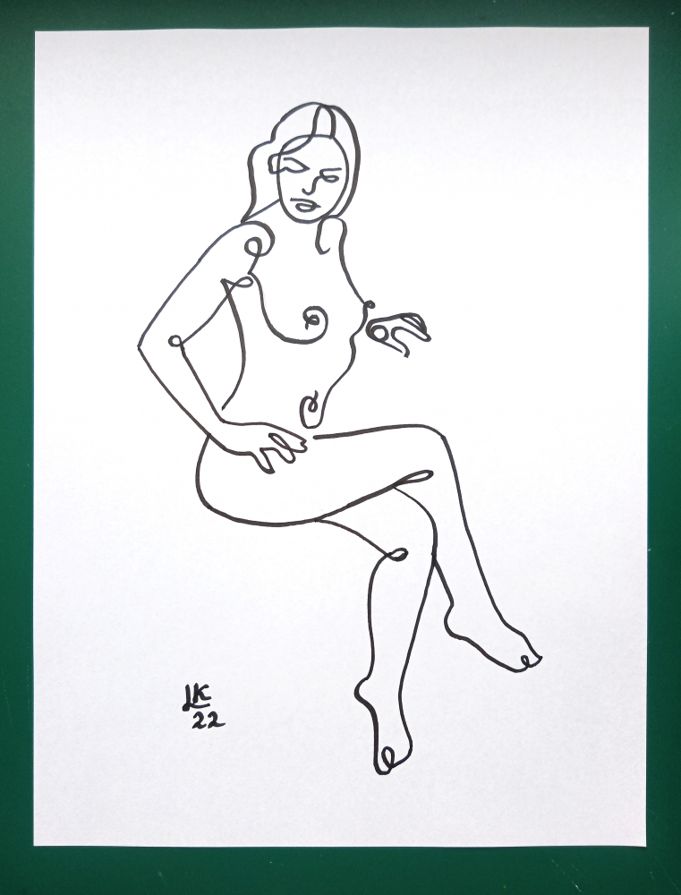 One line drawing of woman #10