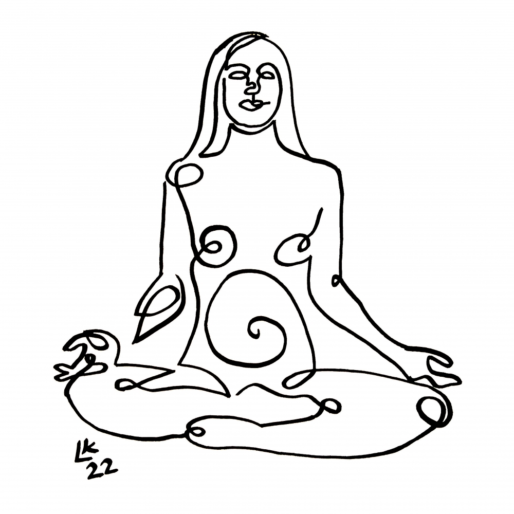 One line drawing of woman #11