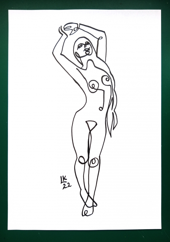 One line drawing of woman #12