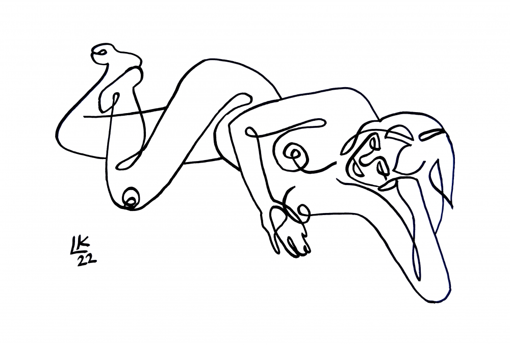 One line drawing of woman #20