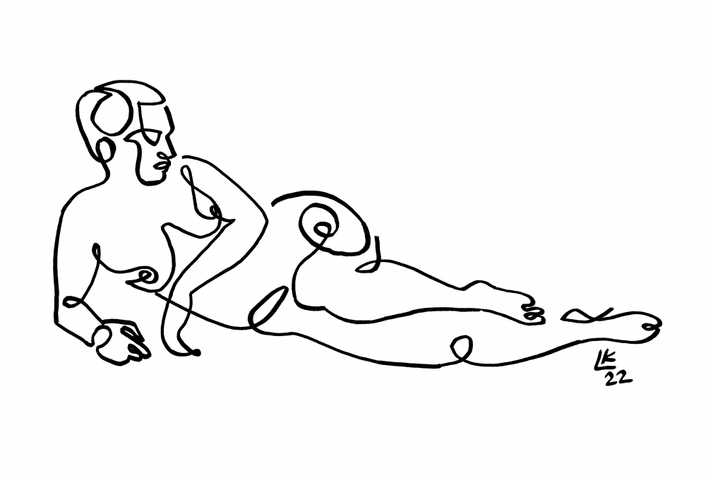 One line drawing of woman #21