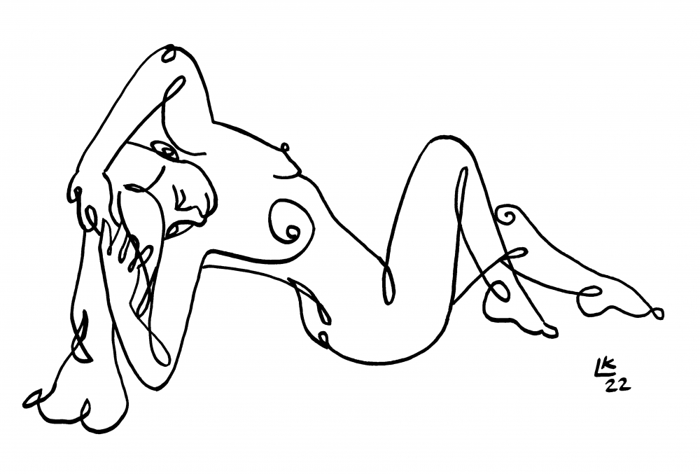 One line drawing of woman #27