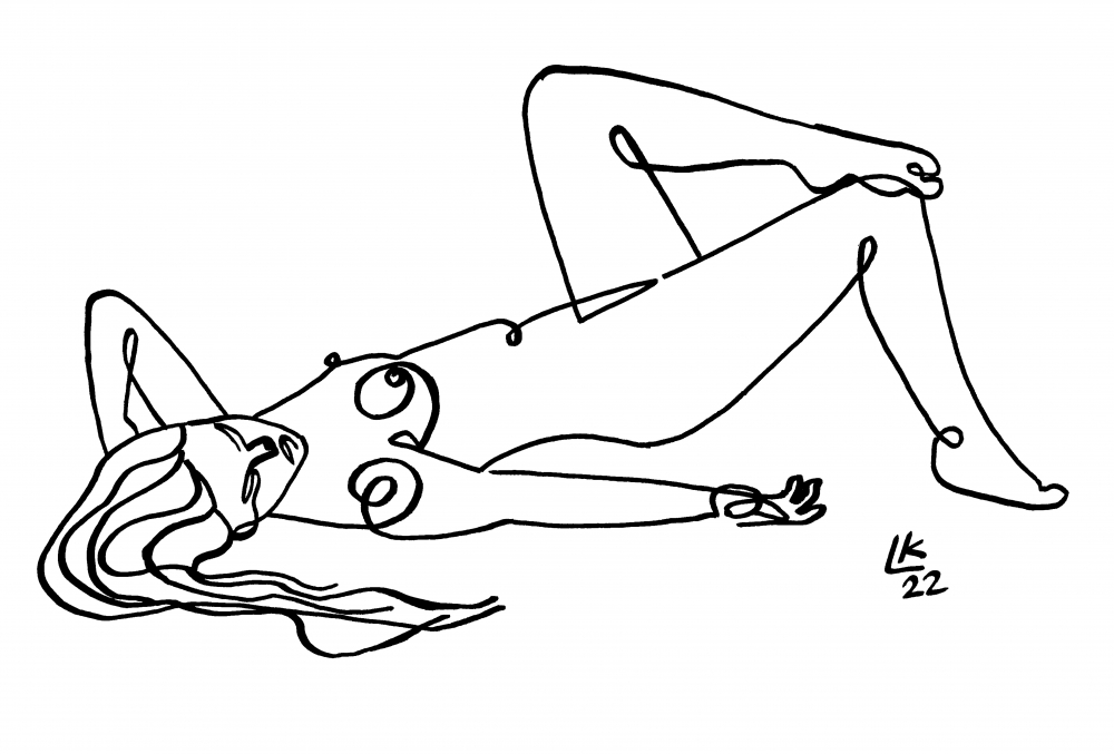 One line drawing of woman #28