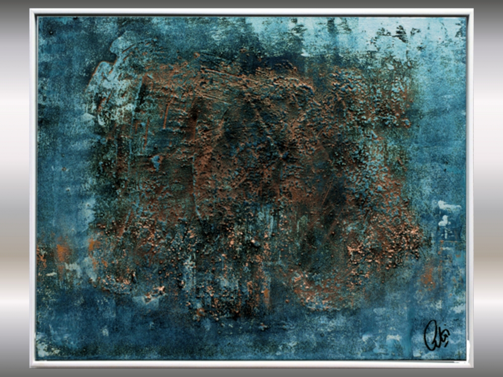 Misty Blue - blue abstract art in frame