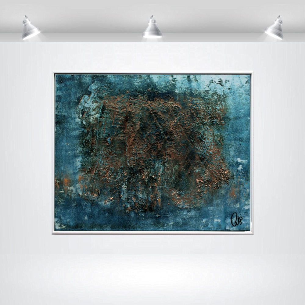 Misty Blue - blue abstract art in frame