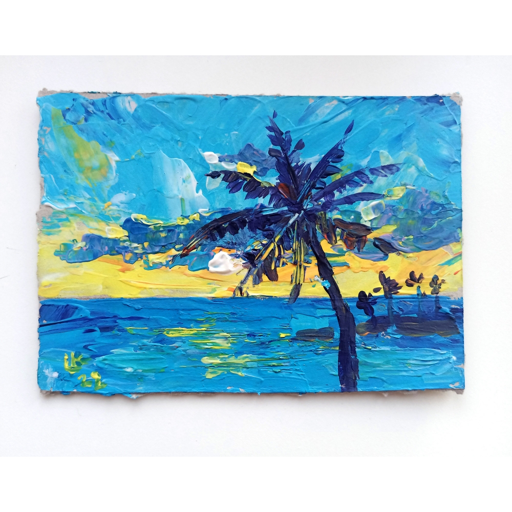 Seascape with palm tree