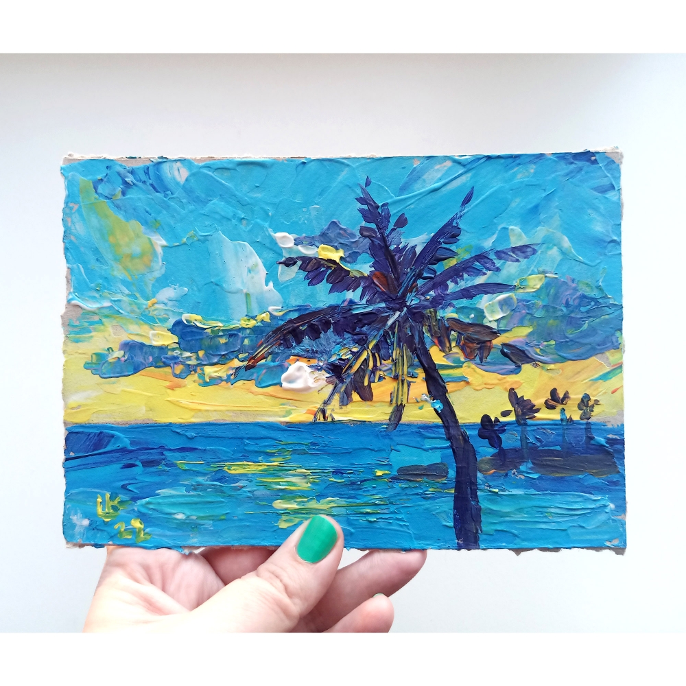 Seascape with palm tree