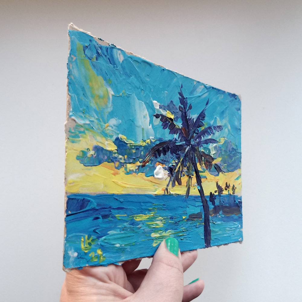 Seascape with palm tree