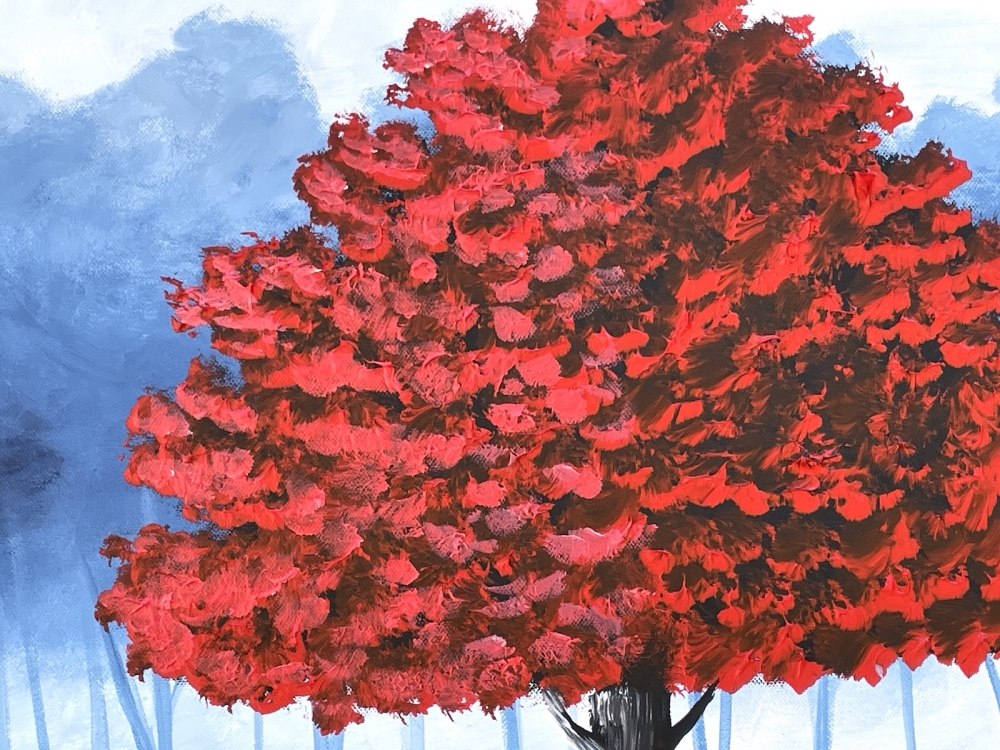 Rich Vibrant Red Tree