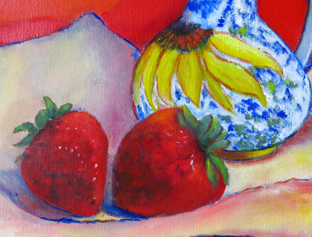 Sunflower Jug and Strawberries