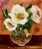 Bouquet of wild yellow roses in a vase on wooden table