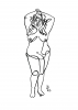 One line drawing of woman #3