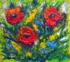 Abstract red poppies