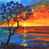 Tree, sunset and sea