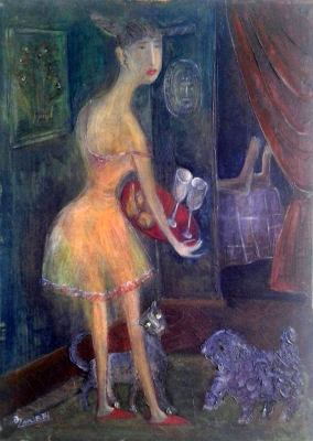 MEETING 2014 year oil on canvas 50x70 cm