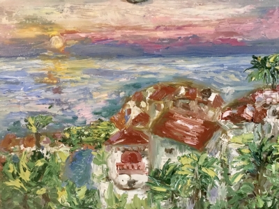 Canarian islands sunset painting 