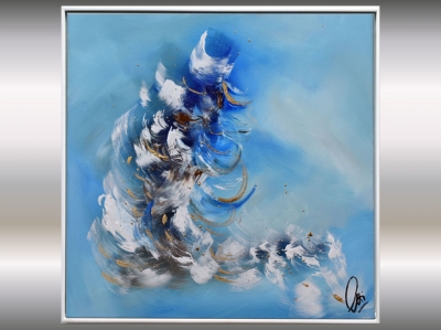 Sky - blue golden abstract art