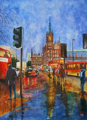 King’s Cross – St Pancras after raining, London