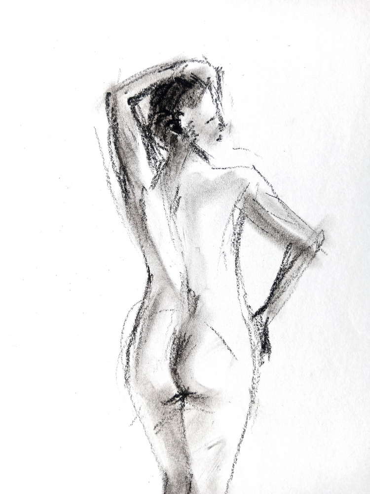 Nude woman standing back-2