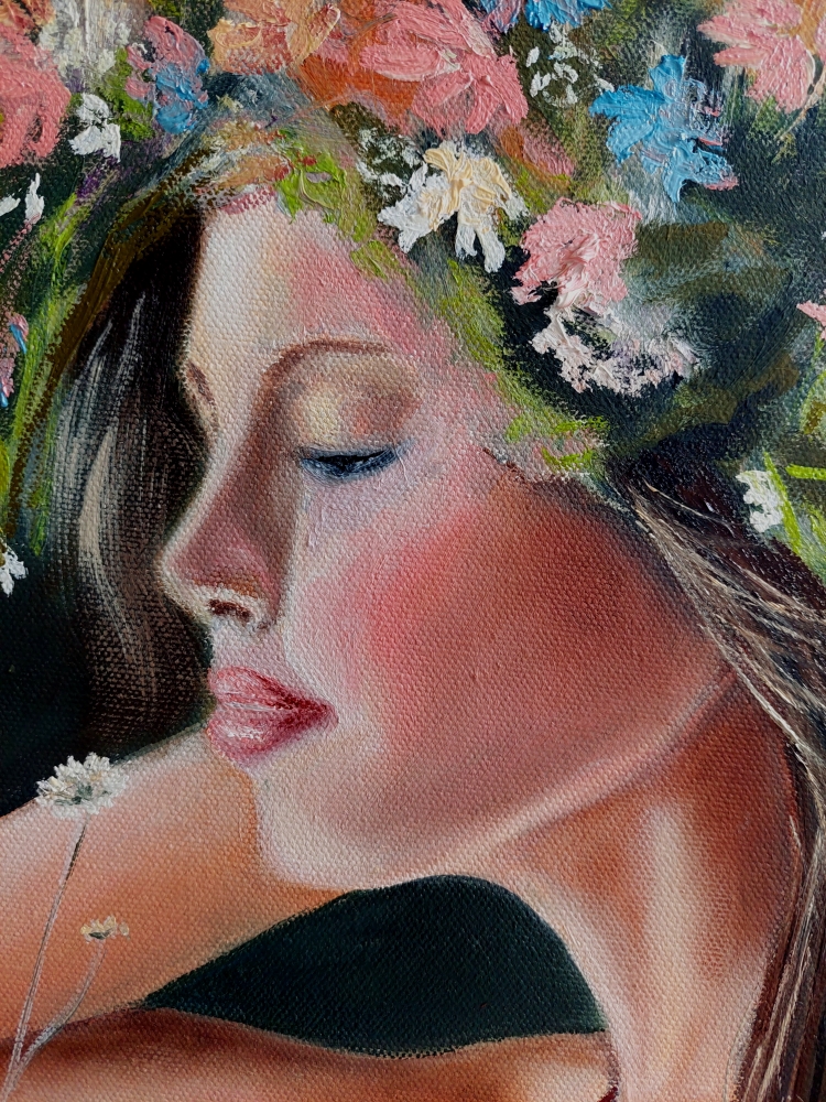 Girl with a Wreath of Flowers. Beauty of Woman # 9 