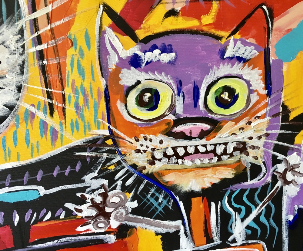 Bosom cats inspired by Jean-Michelle Basquiat painting 