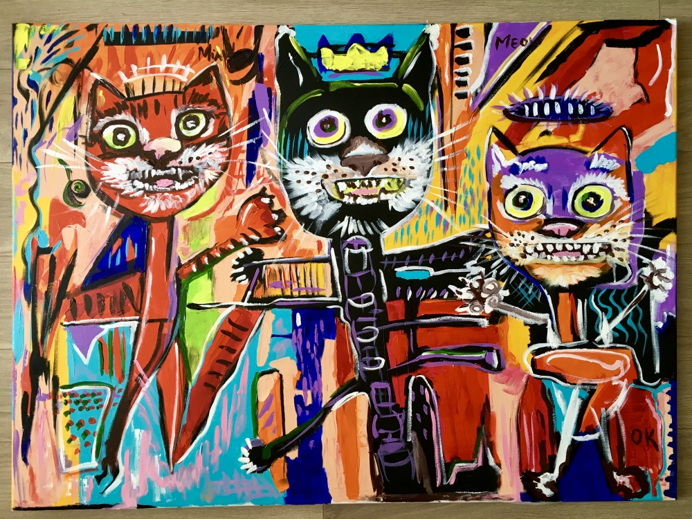 Bosom cats inspired by Jean-Michelle Basquiat painting 