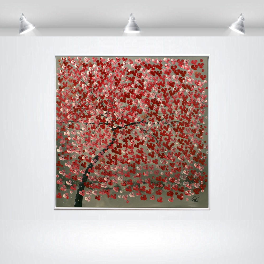 Kissed by sakura - red cherry blossom in frame