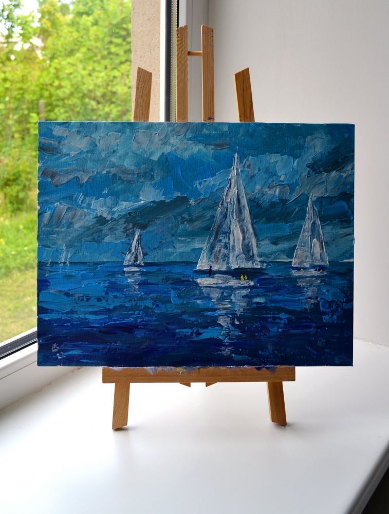 Seascape with sailboats