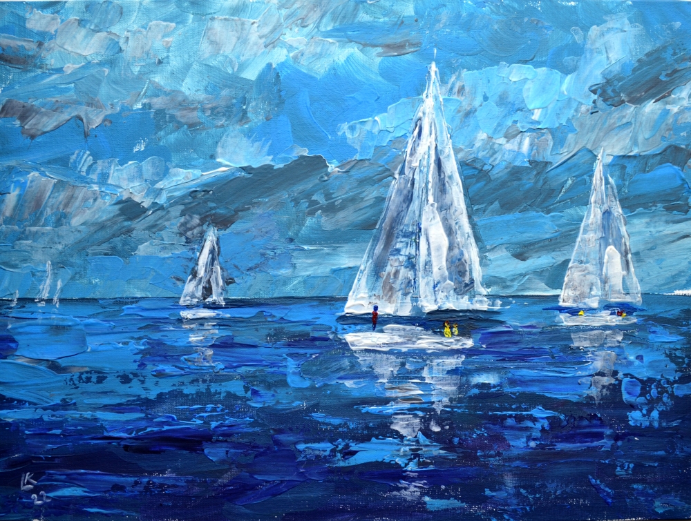 Seascape with sailboats