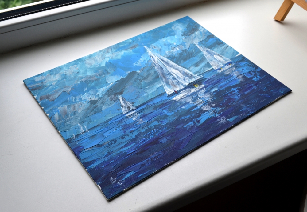 Seascape with sailboats